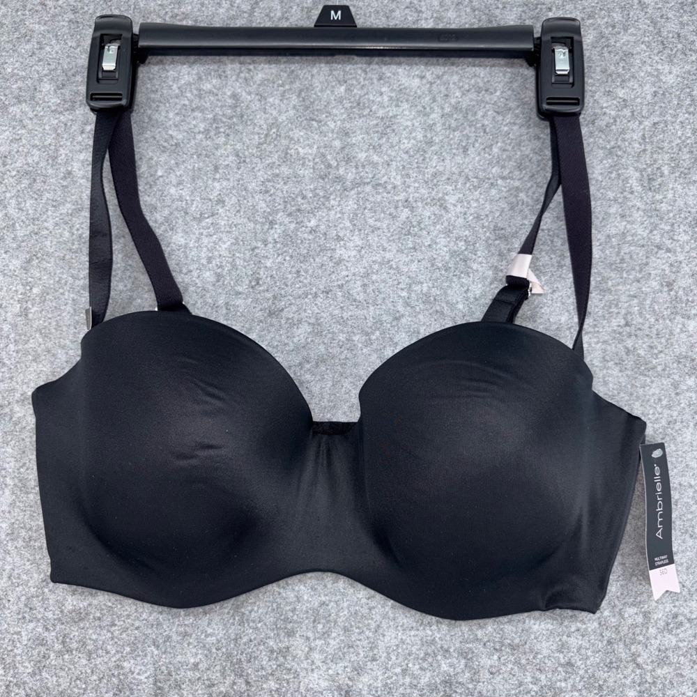 Ambrielle Multiway Strapless Bra Black 36D 5-Way Convertible NWT 254-5030 0232